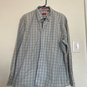 Izod Blue and Tan Casual Button Down Shirt